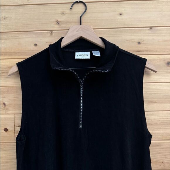 Chicos Travelers Size 3/XL Sleeveless Collared Quarter Zip Anti Wrinkle Blouse - Picture 4 of 7
